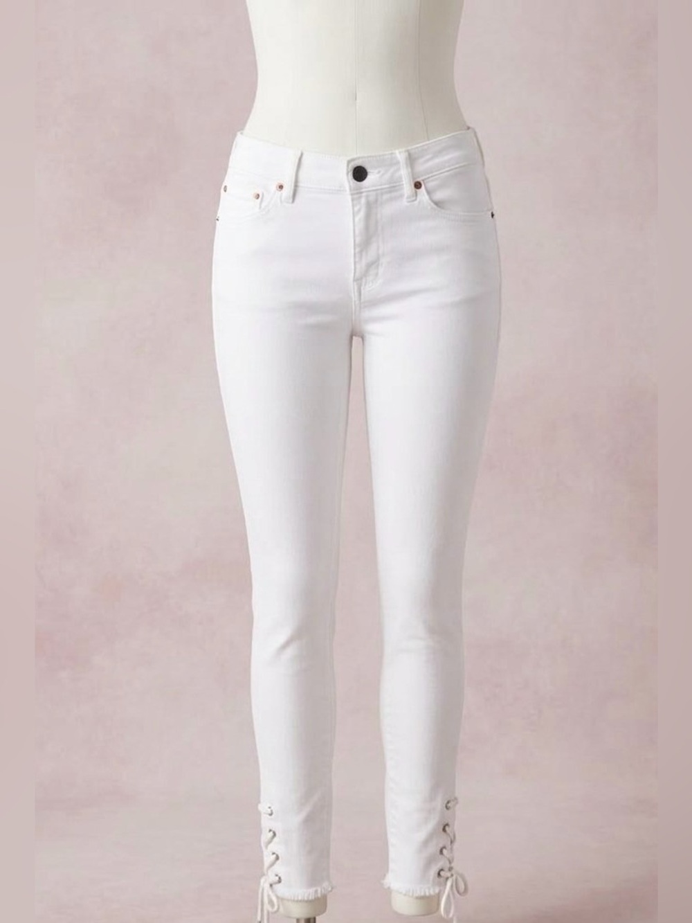 Levi's White Skinny Jeans with Ankle Lace-Up Detail